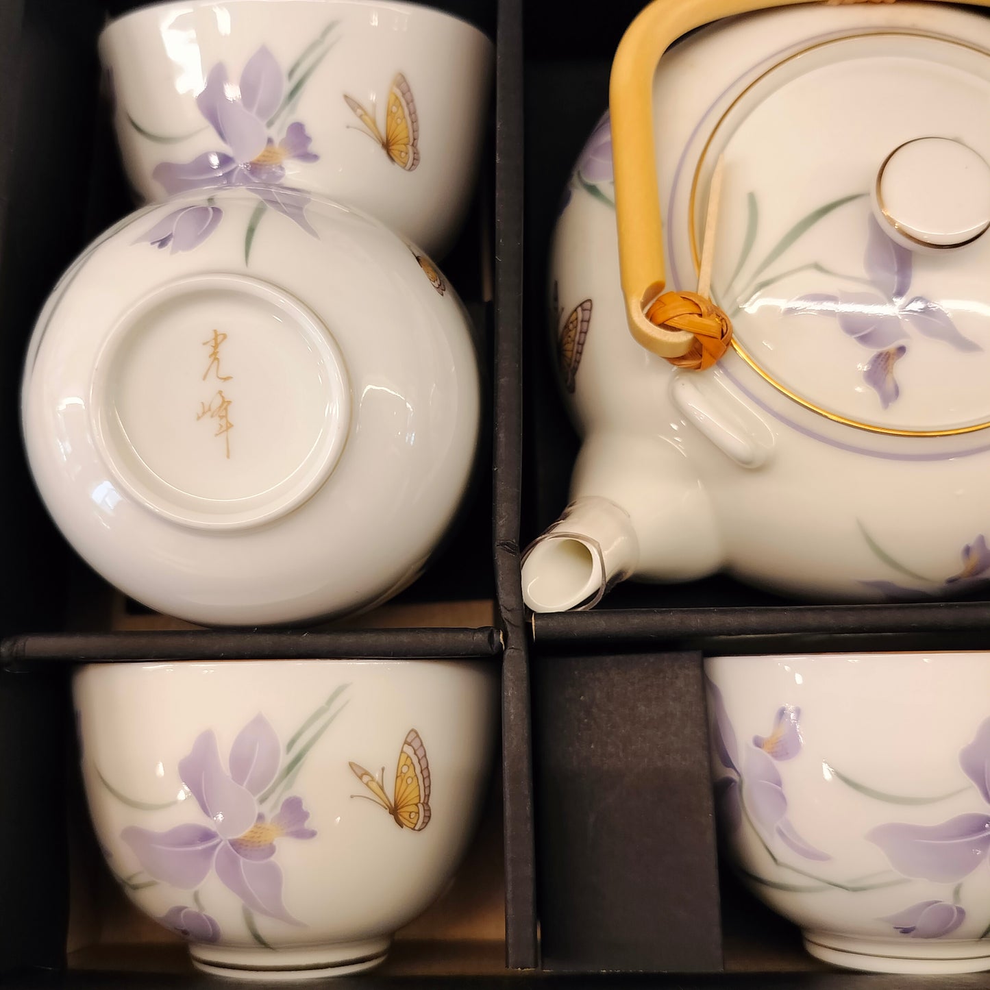 光峰白底紫茶壺連杯(已售)