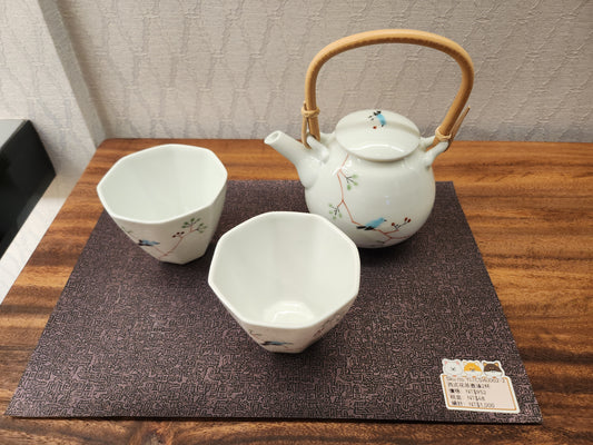 白底雀仔圖案茶壺連 2杯(SOLD)