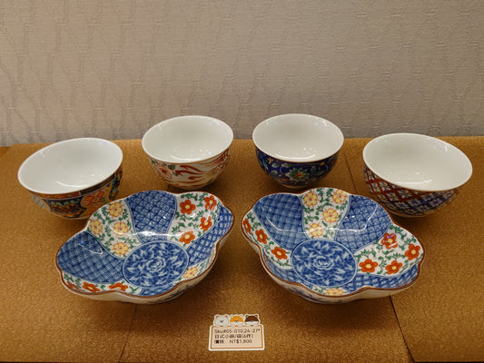 日式圖案花形碗碟6PCS(SOLD)