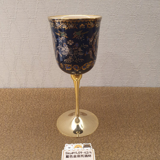 藍色金底托酒杯(SOLD)