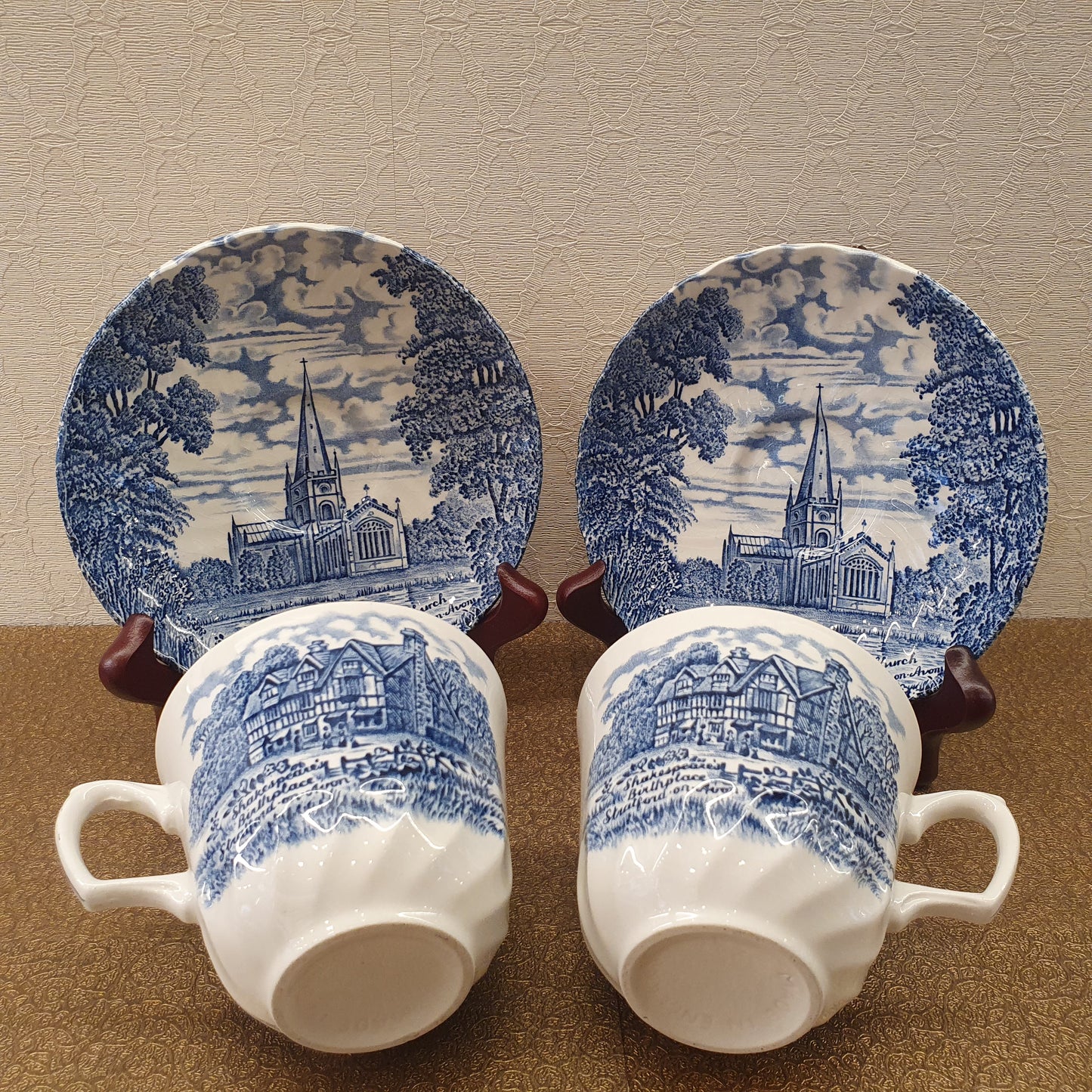 Ridgway白底藍色風景圖咖啡杯2PCS(SOLD)