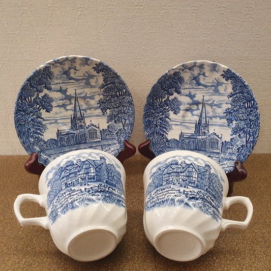 Ridgway白底藍色風景圖咖啡杯2PCS(SOLD)