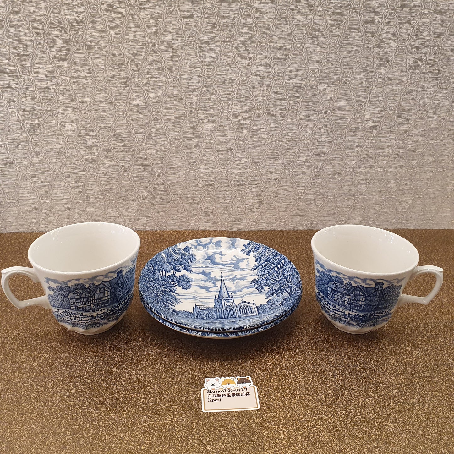 Ridgway白底藍色風景圖咖啡杯2PCS(SOLD)