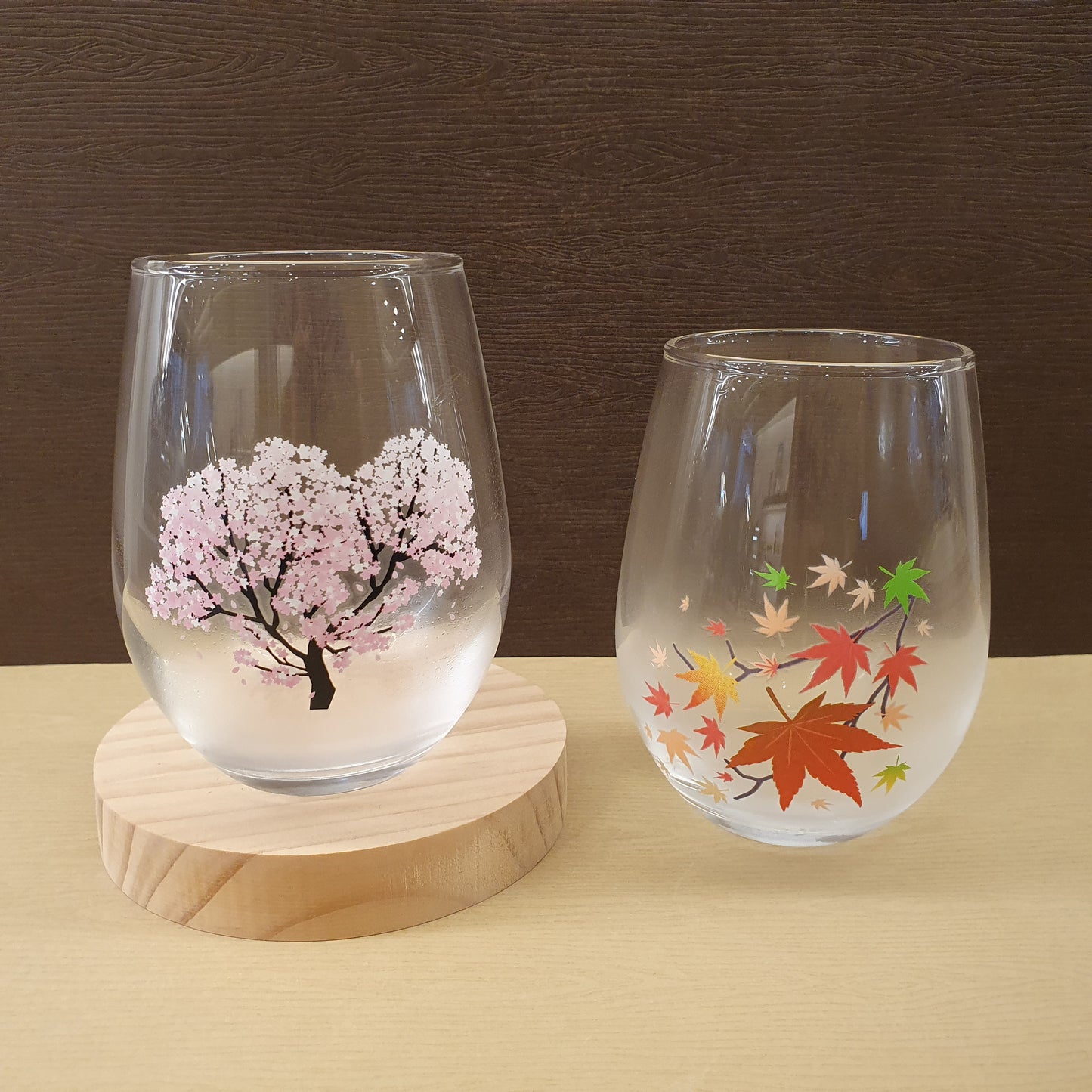 櫻花楓葉玻璃杯(已售)