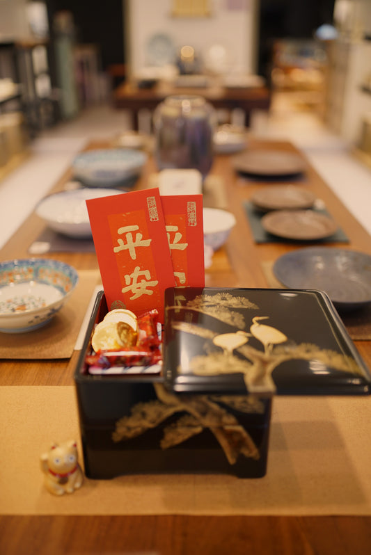 松鶴吉祥雙層漆器盒
