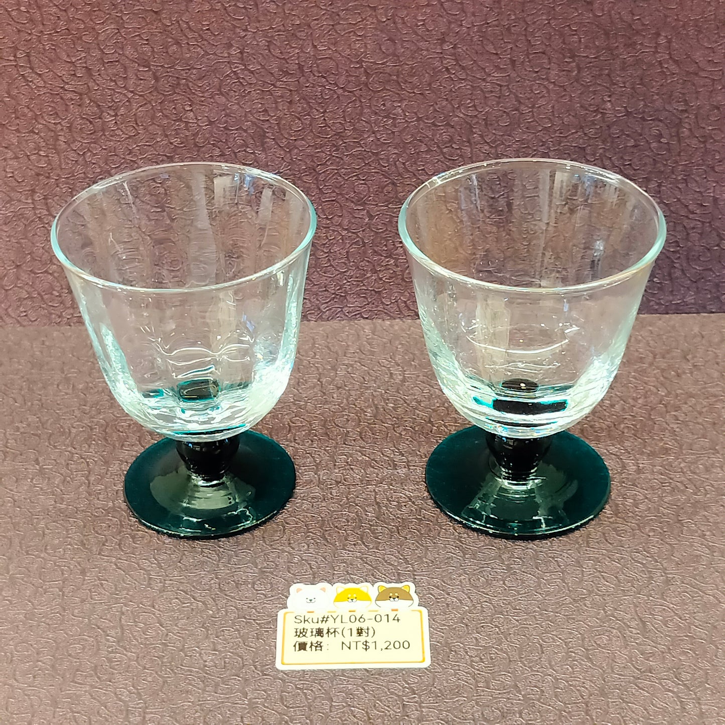 藍底玻璃酒杯2PCS(SOLD)