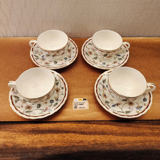 Narumi白底花鳥圖案杯4pcs(2PCS SOLD)+(2PCS SOLD)