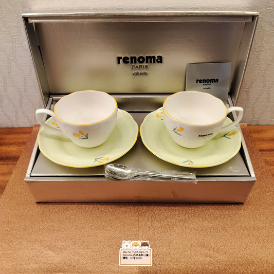 Renoma白底黃花西式茶杯2PCS連調匙(已售)