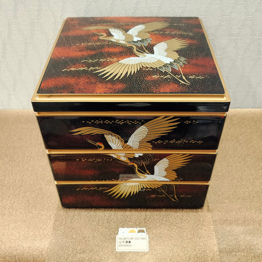 山中紅底金鳥漆存盒20x20x20cm(SOLD)