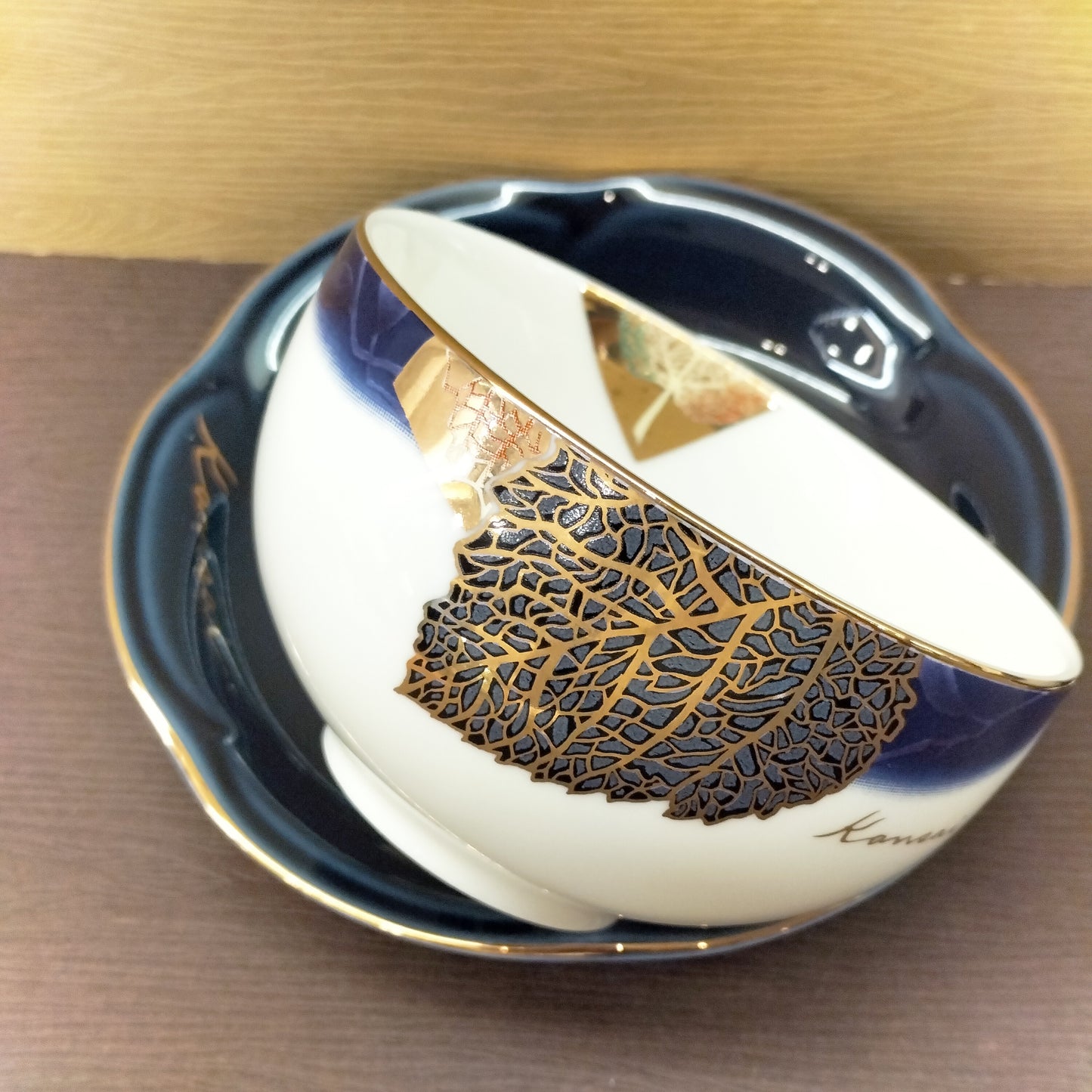 金葉湯吞藍托碟組(已售)