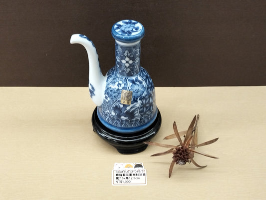 峰龍藍花圖案鼓油壺(已售)