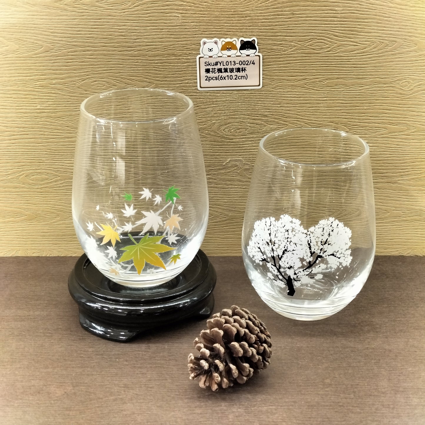 櫻花楓葉玻璃杯(已售)