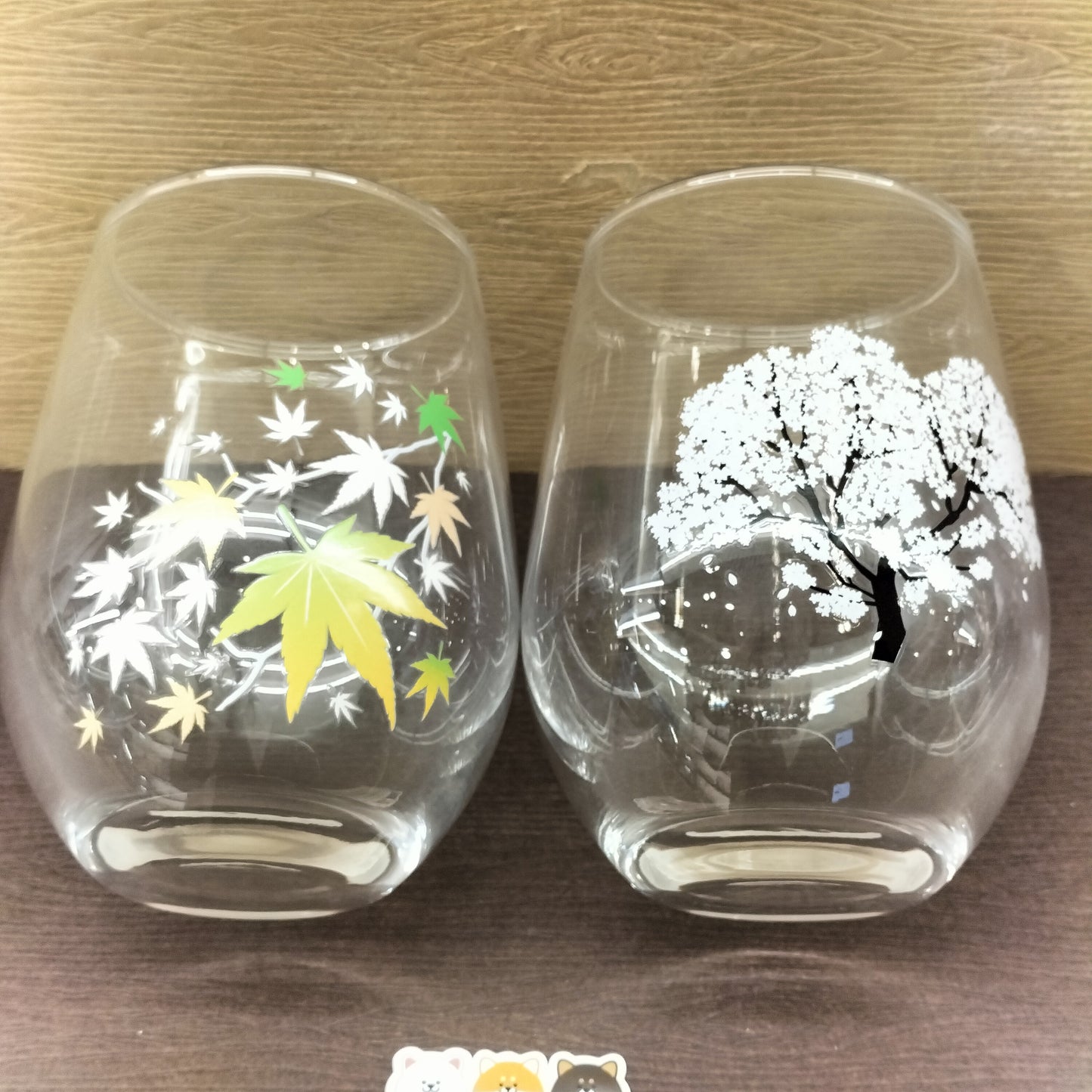 櫻花楓葉玻璃杯(已售)