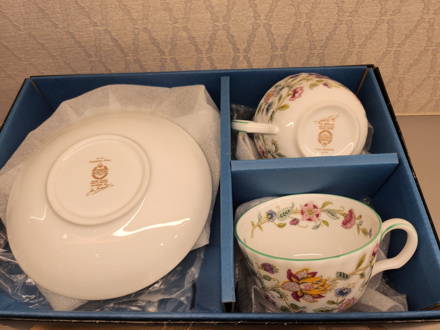 西式白底花草茶杯2隻 - Minton Haddon Hall(SOLD)